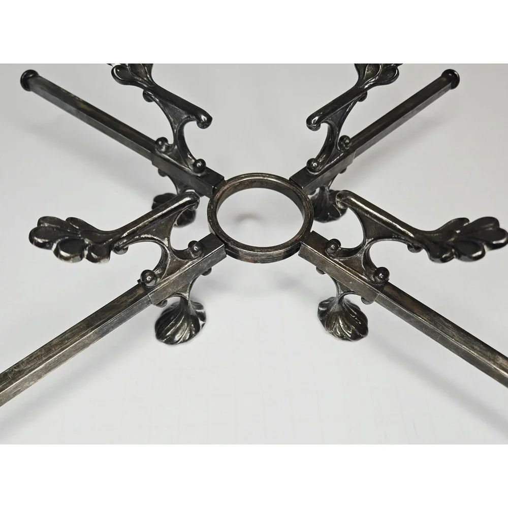 Vintage Silver Plated Adjustable Trivet Ornate Shell Footed Expandable Hot Plate